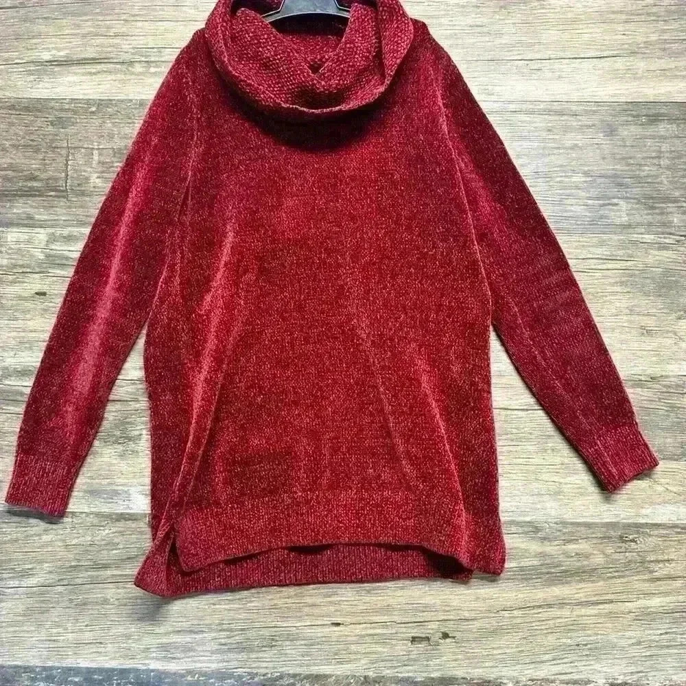 Lands' End Red Cowl Neck Sweater